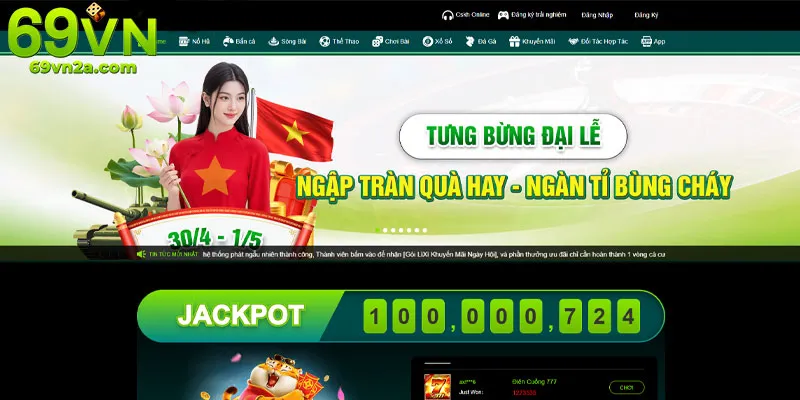 Giao diện trang chủ 69VN hiện đại và dễ sử dụng
